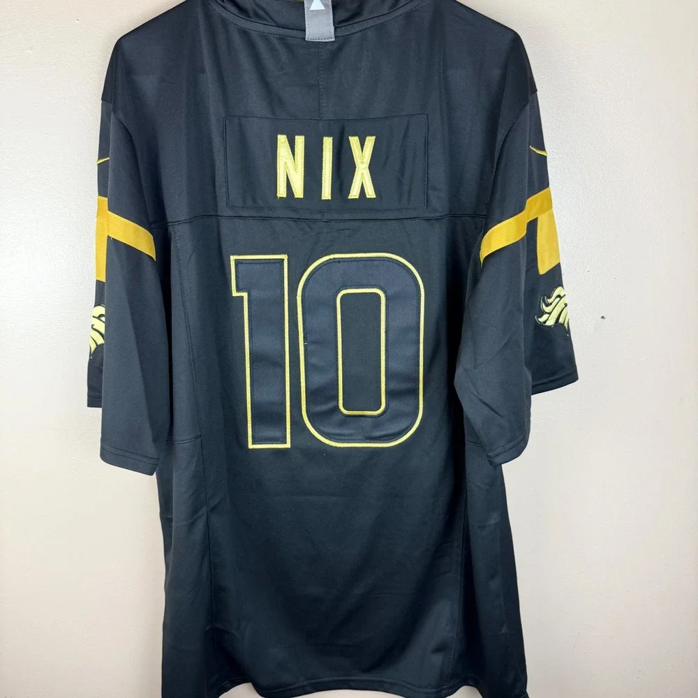 Nike Bo Nix Denver Broncos Jersey Mens XL Black Gold NFL #10 AFC Champions Patch